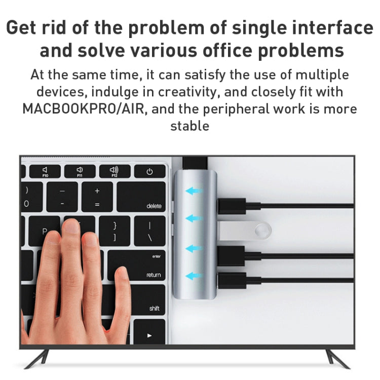 YG-2102 5 in 1 Dual USB-C / Type-C to USB Docking Station HUB Adapter (Silver) - HoMEdemic™ 