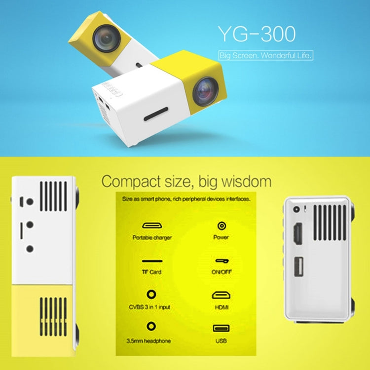 YG300 400LM Portable Mini Home Theater LED Projector with Remote Controller, Support HDMI, AV, SD, USB Interfaces - HoMEdemic™ 