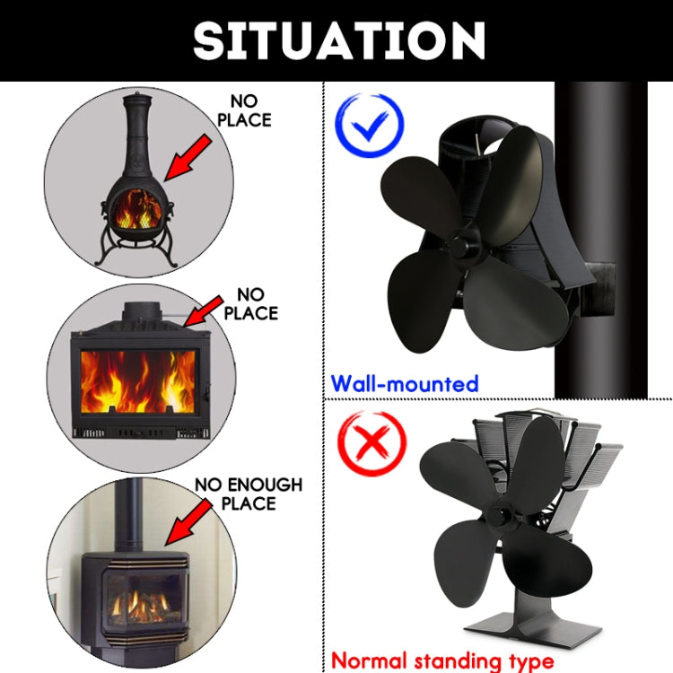 YL-105 4-Blade Aluminum Heat Powered Fireplace Stove Fan, YL-105(White), YL-105 (Black), YL-105 (Bronze), YL-105 (Grey), YL-105 (Gold), YL-105 (Rose Red), YL-105 (Silver) - HoMEdemic™ 