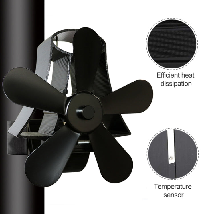 YL-106 5-Blade High Temperature Aluminum Heat Powered Fireplace Stove Fan, YL-106 (Grey), YL-106 (Gold), YL-106 (Rose Red), YL-106 (Silver), YL-106 (White), YL-106 (Black), YL-106 (Bronze) - HoMEdemic™ 