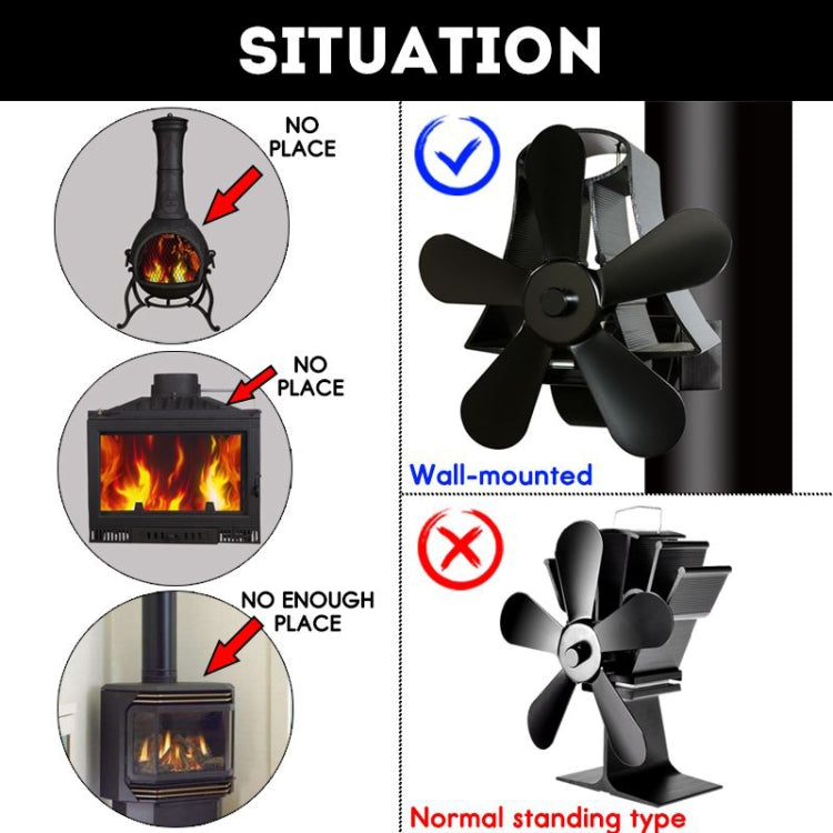 YL-106 5-Blade High Temperature Aluminum Heat Powered Fireplace Stove Fan, YL-106 (Grey), YL-106 (Gold), YL-106 (Rose Red), YL-106 (Silver), YL-106 (White), YL-106 (Black), YL-106 (Bronze) - HoMEdemic™ 