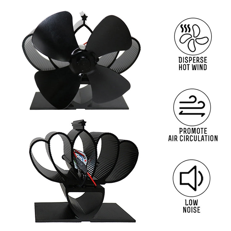 YL201 4-Blade High Temperature Metal Heat Powered Fireplace Stove Fan, YL201 (Black), YL201 (Bronze), YL201 (Grey), YL201 (Gold), YL201 (Rose Red), YL201 (Silver) - HoMEdemic™ 