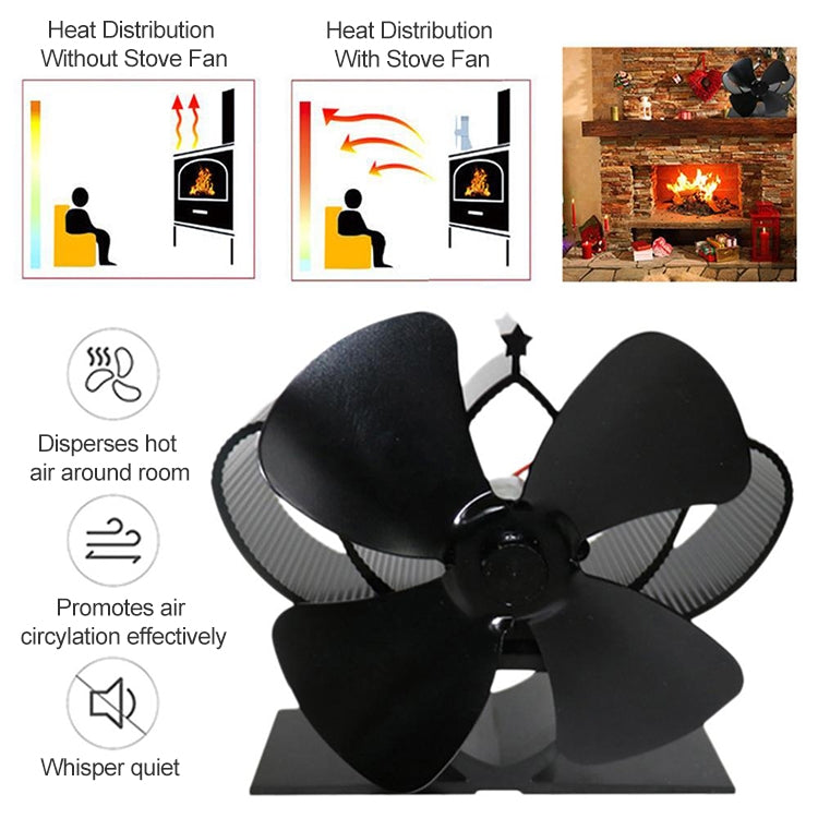 YL201 4-Blade High Temperature Metal Heat Powered Fireplace Stove Fan, YL201 (Black), YL201 (Bronze), YL201 (Grey), YL201 (Gold), YL201 (Rose Red), YL201 (Silver) - HoMEdemic™ 