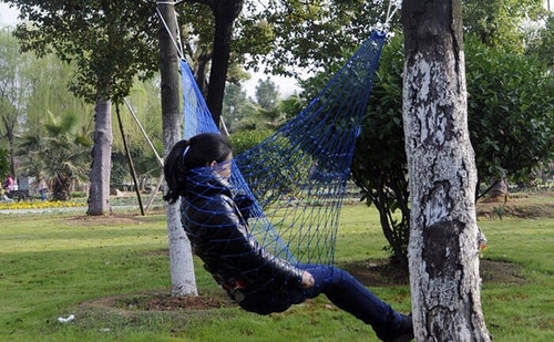 Outdoor Color Mesh Hammock, 2PCS Green, 2PCS Dark Blue Section, 2PCS Red Section, 2PCS Orange Section - HoMEdemic™ 
