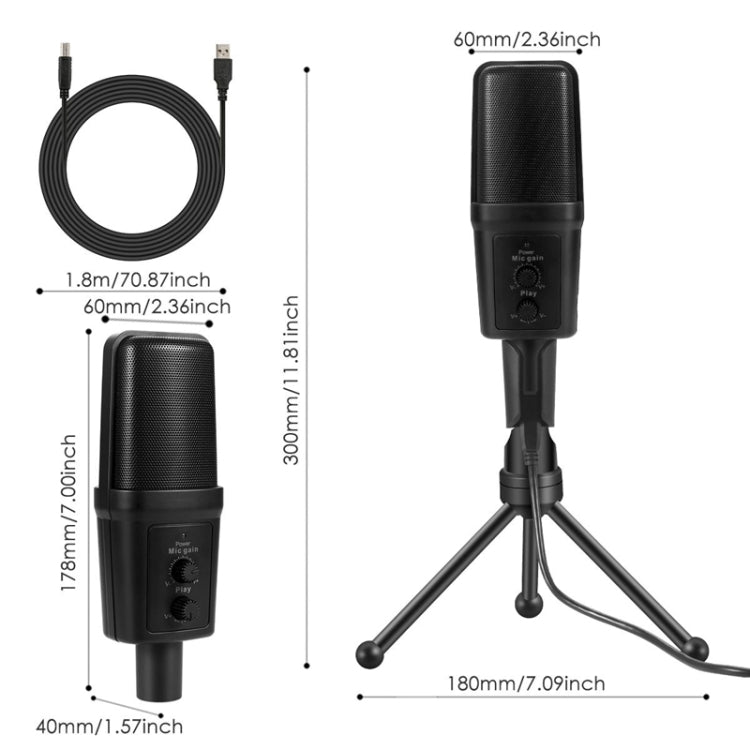 Yanmai SF-970 Professional Condenser Sound Recording Microphone with Tripod Holder & USB Cable , Cable Length: 1.8m - HoMEdemic™ 