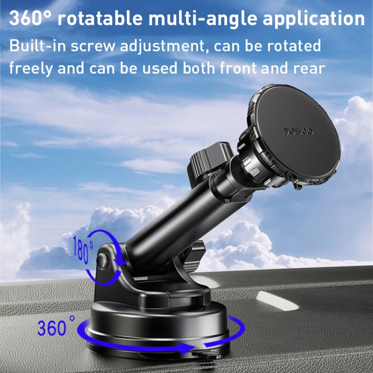 Yesido C160 Suction Cup Type Telescopic Rod Magnetic Car Phone Holder (Black) - HoMEdemic™ 