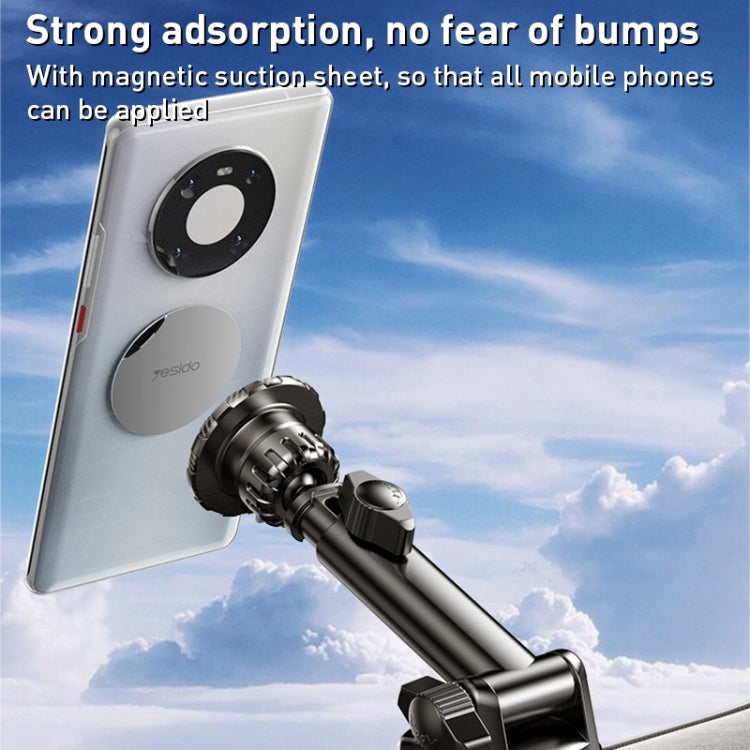 Yesido C160 Suction Cup Type Telescopic Rod Magnetic Car Phone Holder (Black) - HoMEdemic™ 