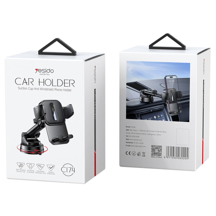 Yesido C174 Suction Cup Type Telescopic Car Phone Holder (Black) - HoMEdemic™ 
