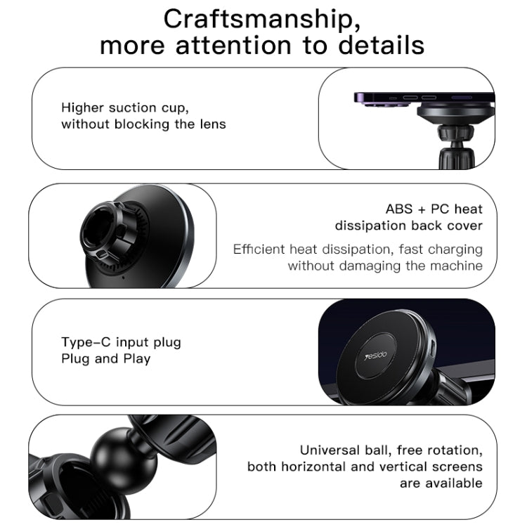 Yesido C190 15W Magsafe Magnetic Car Air Vent Wireless Charger(Black) - HoMEdemic™ 