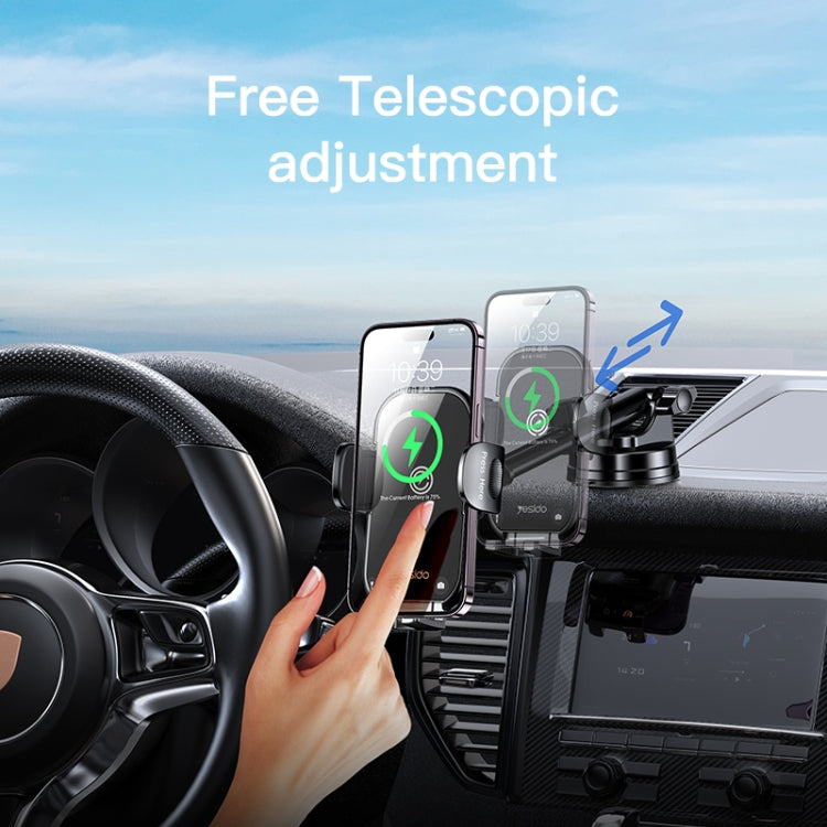 Yesido C197 15W 2 in 1 Suction Cup Type Wireless Charging Car Holder Set (Black) - HoMEdemic™ 