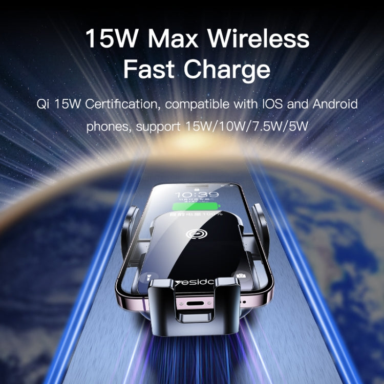 Yesido C197 15W 2 in 1 Suction Cup Type Wireless Charging Car Holder Set (Black) - HoMEdemic™ 