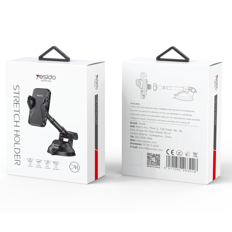 Yesido C40 Car Foldable 360 Degree Rotation Automatic Clip Phone Holder(Black) - HoMEdemic™ 