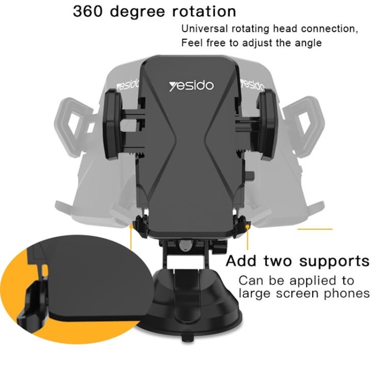 Yesido C40 Car Foldable 360 Degree Rotation Automatic Clip Phone Holder(Black) - HoMEdemic™ 