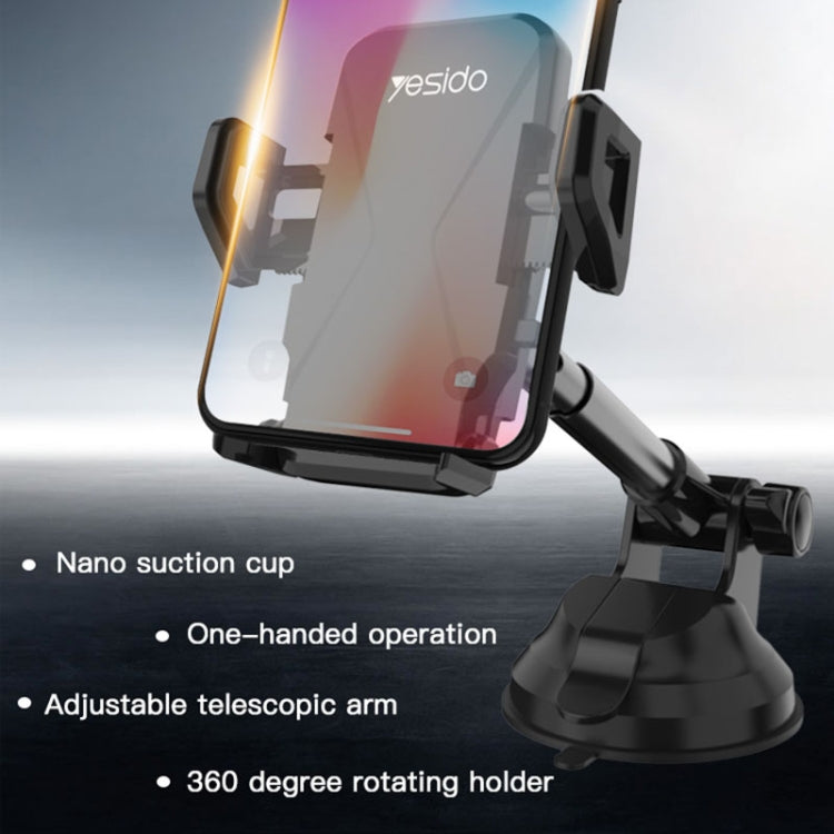 Yesido C40 Car Foldable 360 Degree Rotation Automatic Clip Phone Holder(Black) - HoMEdemic™ 