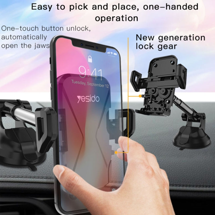 Yesido C40 Car Foldable 360 Degree Rotation Automatic Clip Phone Holder(Black) - HoMEdemic™ 