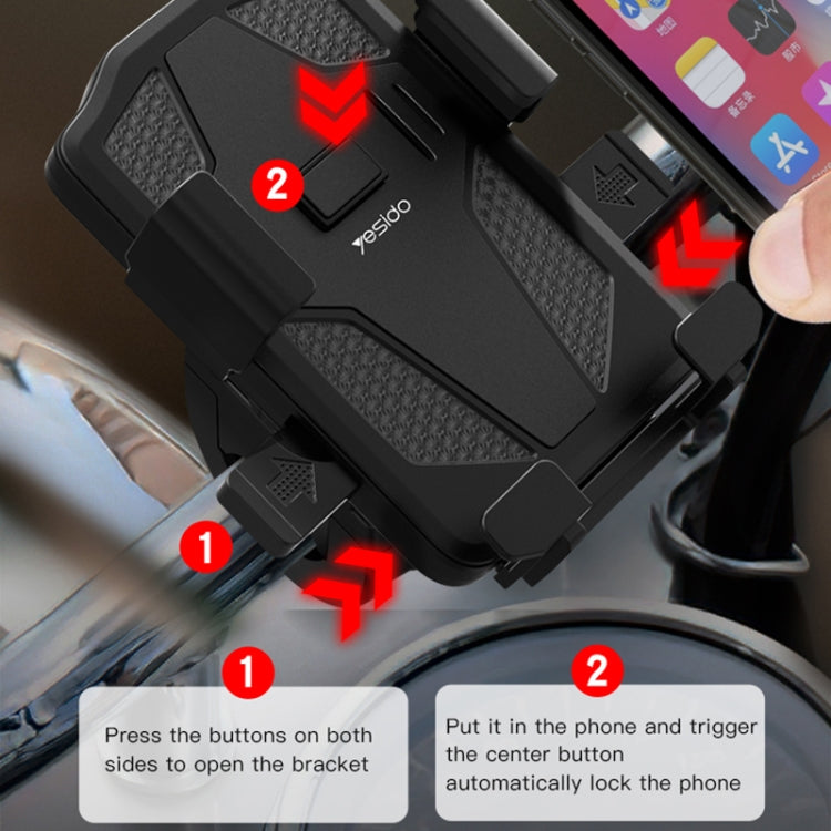 Yesido C94 Bicycle / Motorcycle Elastic Clip Phone Navigation Bracket(Black) - HoMEdemic™ 