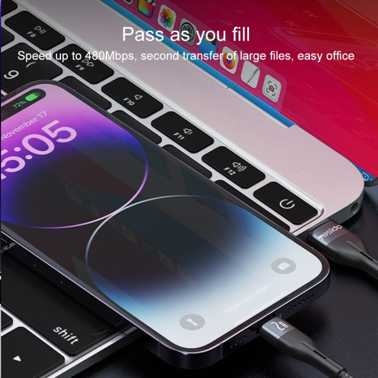 Yesido CA121L 2A USB to 8 Pin Fast Charging Data Cable, Length:1m - HoMEdemic™ 