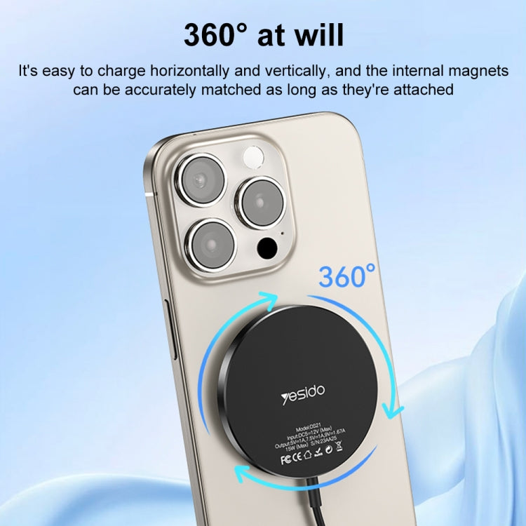 Yesido DS21 15W Detachable Magnetic Wireless Charger(Black) - HoMEdemic™ 