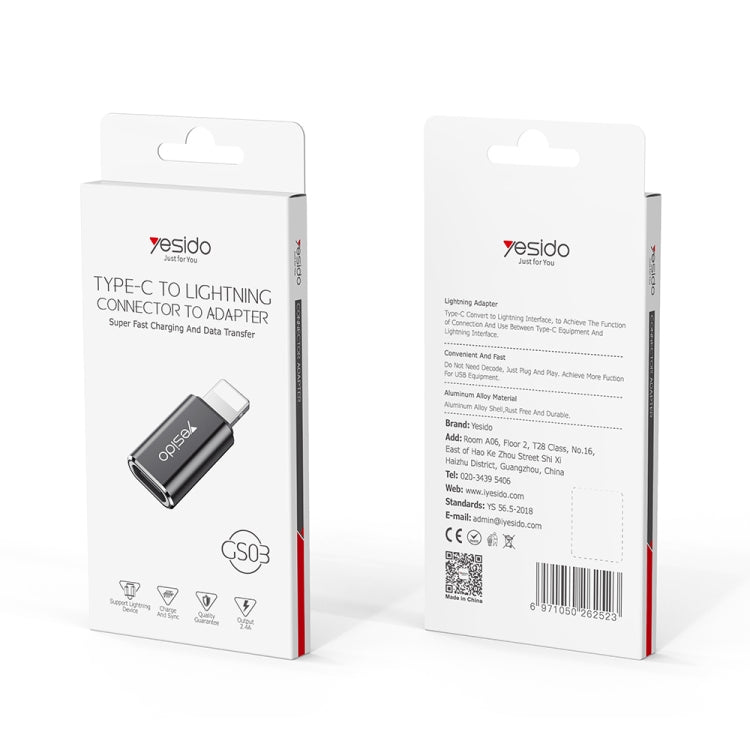 Yesido GS03 8 Pin to Type-C Charging Adapter(Black) - HoMEdemic™ 