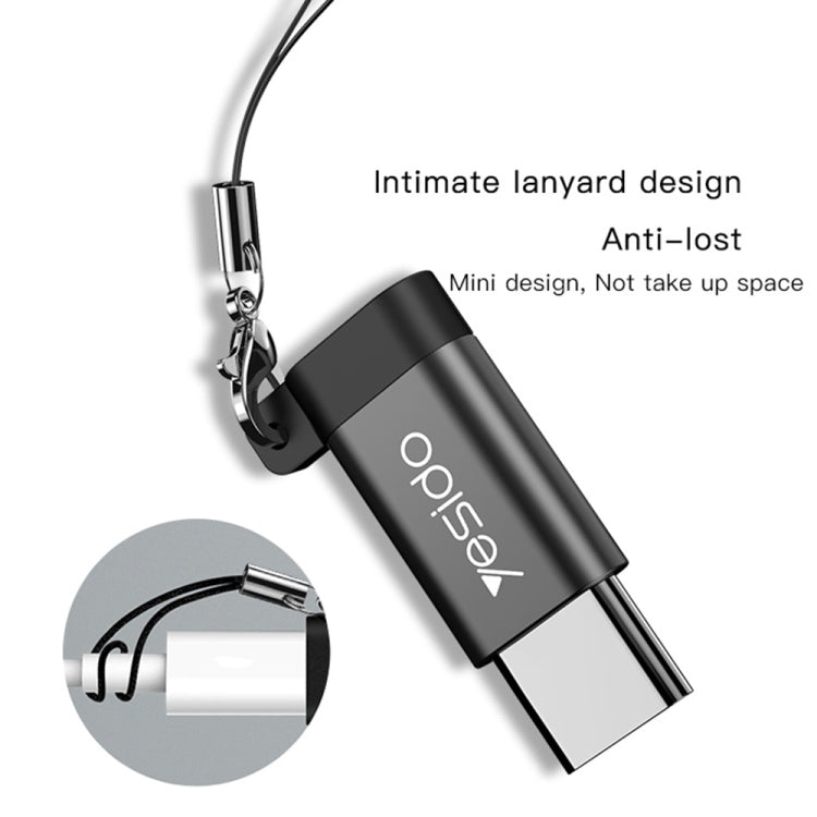 Yesido GS04 Type-C to Micro USB Mini Connector Adapter with Keychain(Black) - HoMEdemic™ 