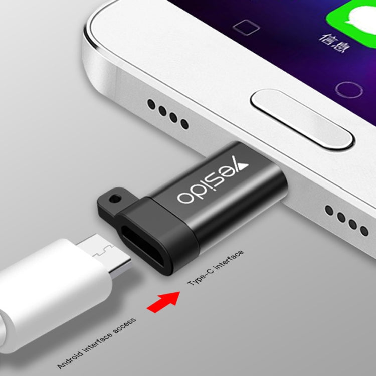 Yesido GS04 Type-C to Micro USB Mini Connector Adapter with Keychain(Black) - HoMEdemic™ 