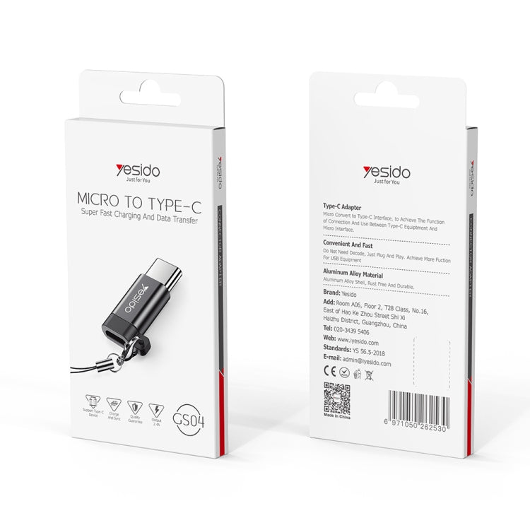 Yesido GS04 Type-C to Micro USB Mini Connector Adapter with Keychain(Black) - HoMEdemic™ 