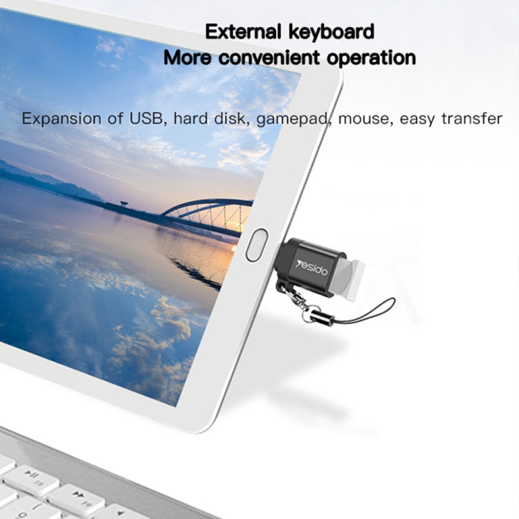 Yesido GS06 Type-C to USB 3.0 OTG Mini Connector Adapter with Keychain(Black) - HoMEdemic™ 