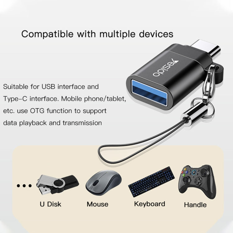 Yesido GS06 Type-C to USB 3.0 OTG Mini Connector Adapter with Keychain(Black) - HoMEdemic™ 