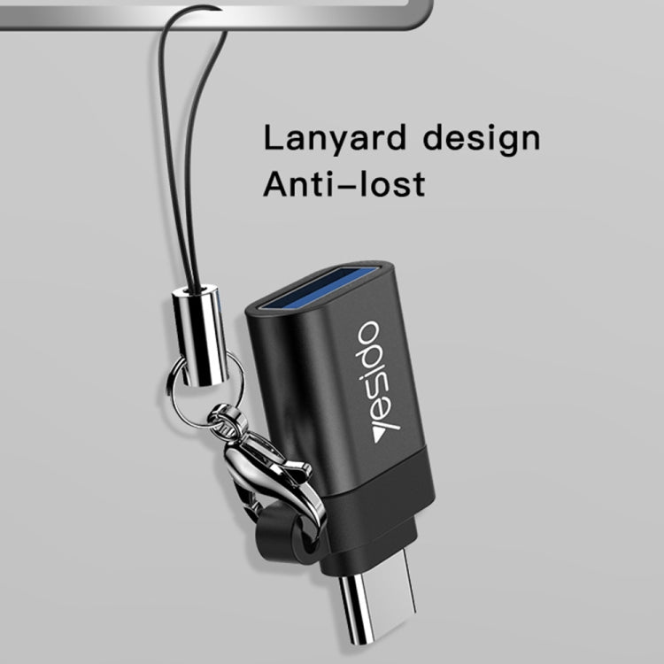 Yesido GS06 Type-C to USB 3.0 OTG Mini Connector Adapter with Keychain(Black) - HoMEdemic™ 
