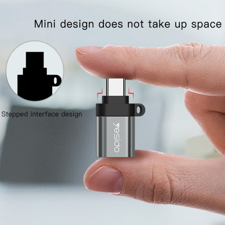 Yesido GS06 Type-C to USB 3.0 OTG Mini Connector Adapter with Keychain(Black) - HoMEdemic™ 