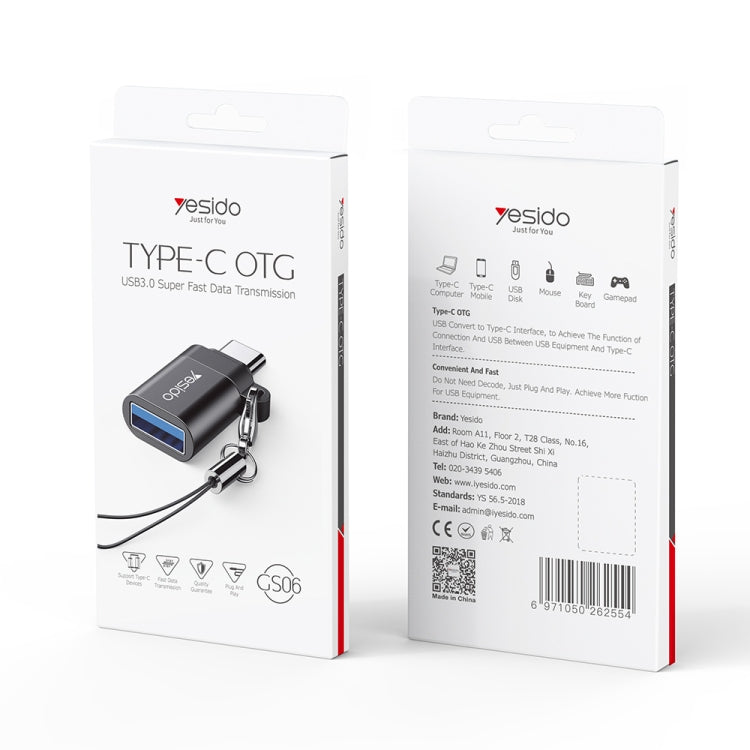 Yesido GS06 Type-C to USB 3.0 OTG Mini Connector Adapter with Keychain(Black) - HoMEdemic™ 