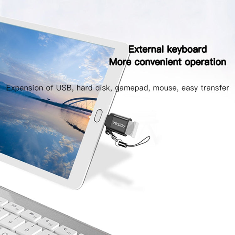 Yesido GS07 Micro USB to USB 2.0 OTG Mini Connector Adapter with Keychain(Black) - HoMEdemic™ 