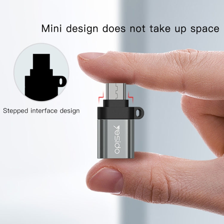 Yesido GS07 Micro USB to USB 2.0 OTG Mini Connector Adapter with Keychain(Black) - HoMEdemic™ 
