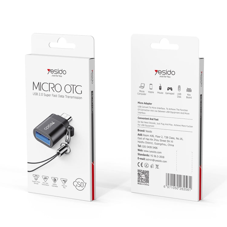 Yesido GS07 Micro USB to USB 2.0 OTG Mini Connector Adapter with Keychain(Black) - HoMEdemic™ 