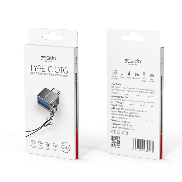 Yesido GS08 Type-C to USB 3.0 OTG Mini Connector Adapter with Keychain(Black) - HoMEdemic™ 