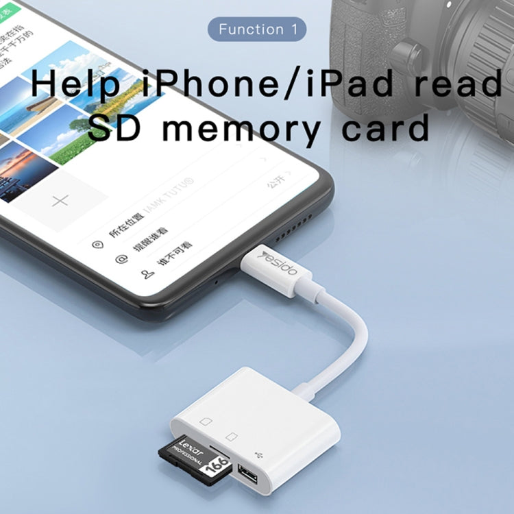 Yesido GS11 2 in 1 Multi-Function TF Card + SD Card to 8 Pin Converter Adapter(White) - HoMEdemic™ 
