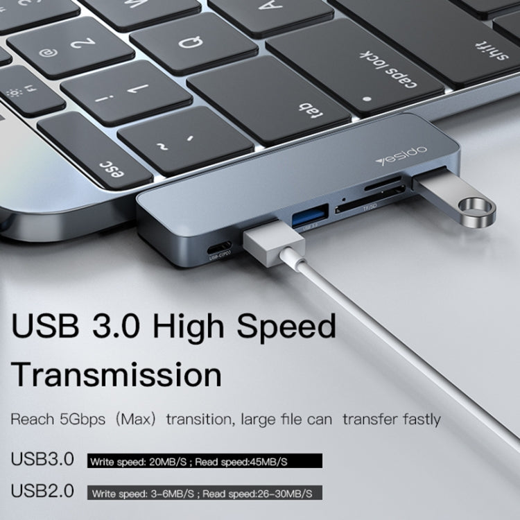 Yesido HB10 6 in 1 USB-C / Type-C Ports Multifunctional Docking Station HUB Adapter - HoMEdemic™ 
