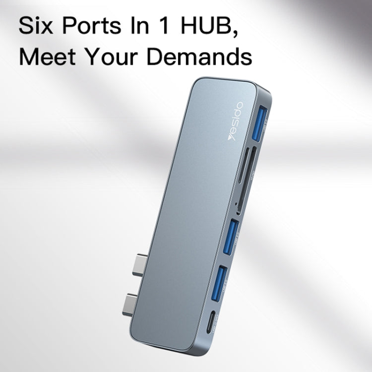Yesido HB10 6 in 1 USB-C / Type-C Ports Multifunctional Docking Station HUB Adapter - HoMEdemic™ 