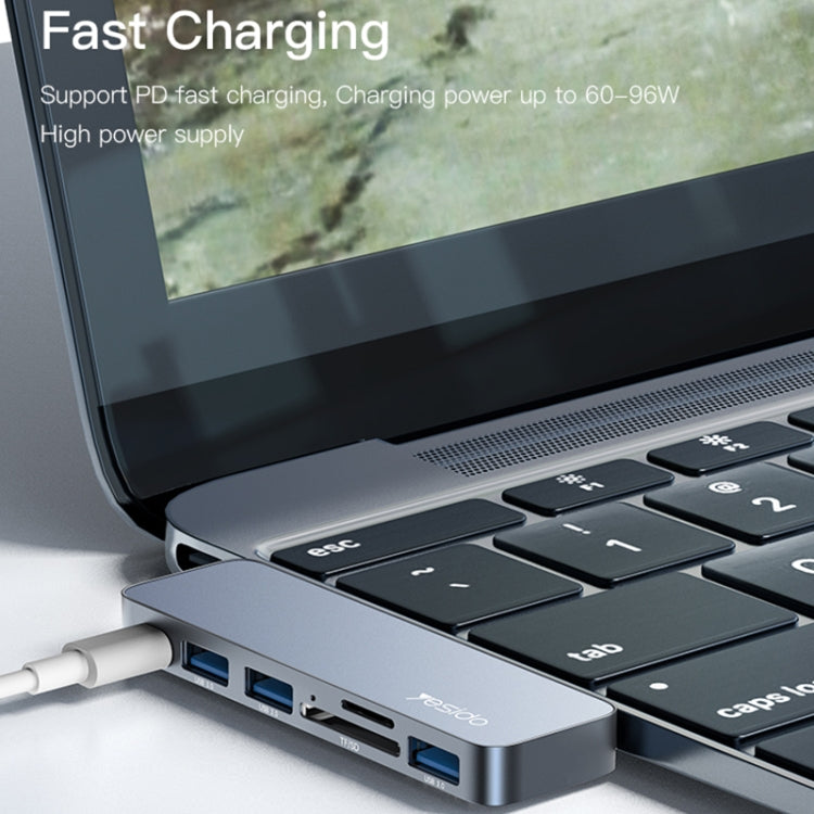 Yesido HB10 6 in 1 USB-C / Type-C Ports Multifunctional Docking Station HUB Adapter - HoMEdemic™ 