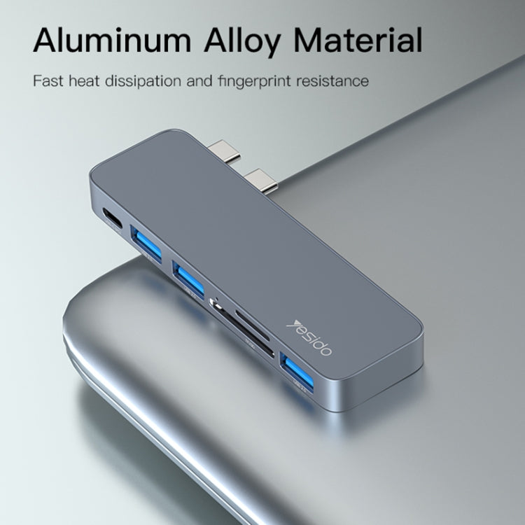 Yesido HB10 6 in 1 USB-C / Type-C Ports Multifunctional Docking Station HUB Adapter - HoMEdemic™ 