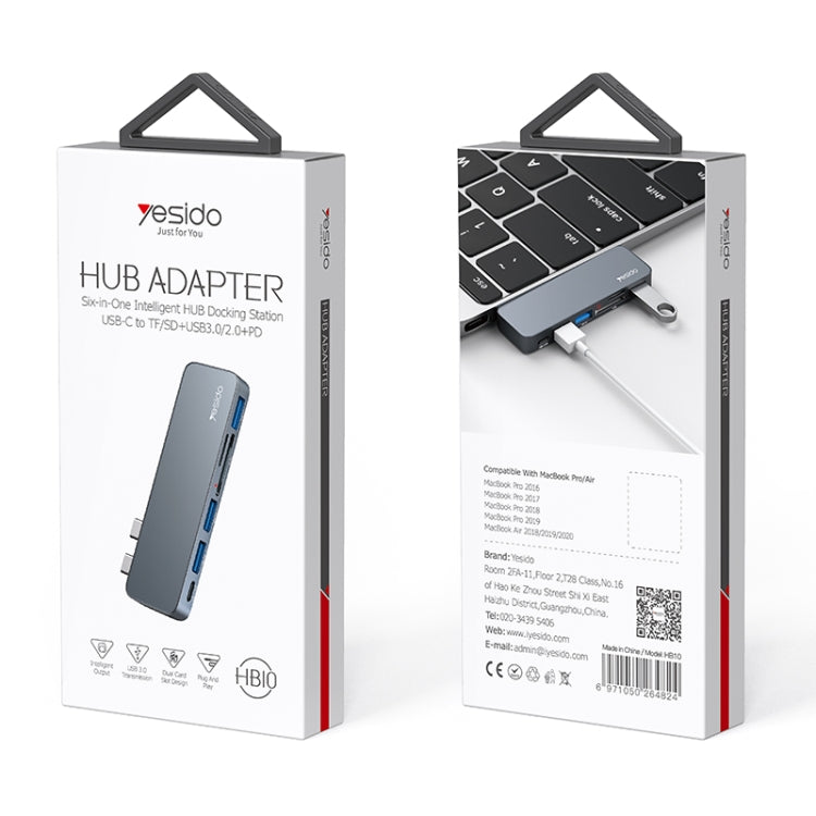 Yesido HB10 6 in 1 USB-C / Type-C Ports Multifunctional Docking Station HUB Adapter - HoMEdemic™ 