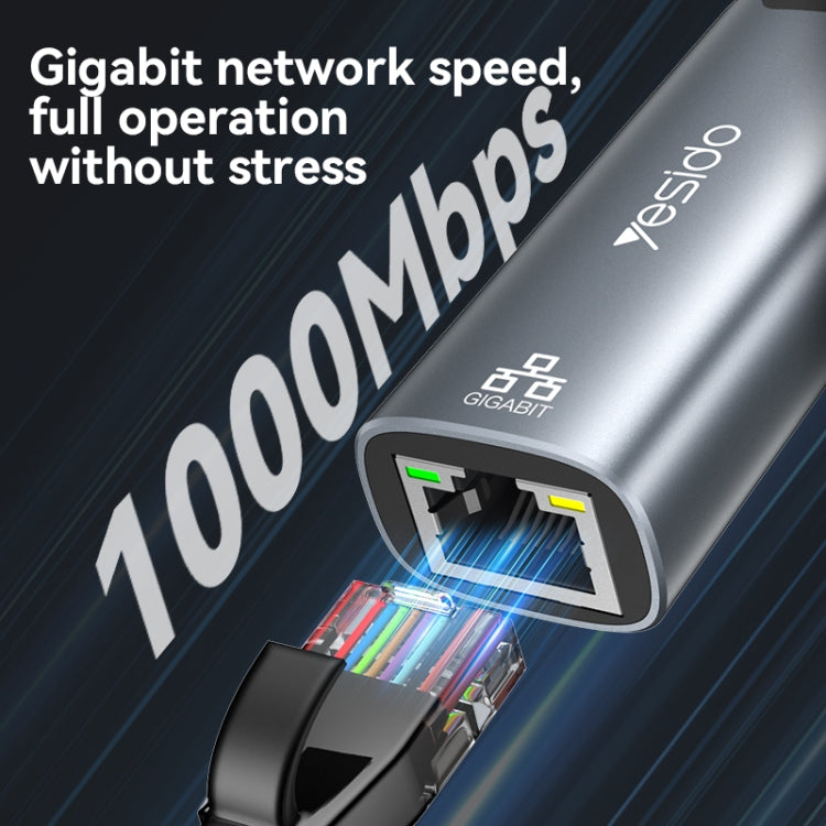 Yesido HB26 2 in 1 USB+USB-C/Type-C to Ethernet Adapter(Grey) - HoMEdemic™ 