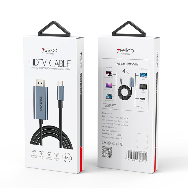 Yesido HM10 USB-C / Type-C to HDMI HD Adapter Cable, Length:2m - HoMEdemic™ 