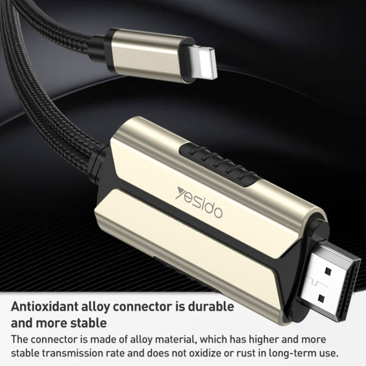 Yesido HM13 2m 8 Pin to HDMI 1080P HDTV Adapter Cable(Black+Gold) - HoMEdemic™ 