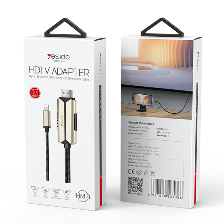 Yesido HM13 2m 8 Pin to HDMI 1080P HDTV Adapter Cable(Black+Gold) - HoMEdemic™ 