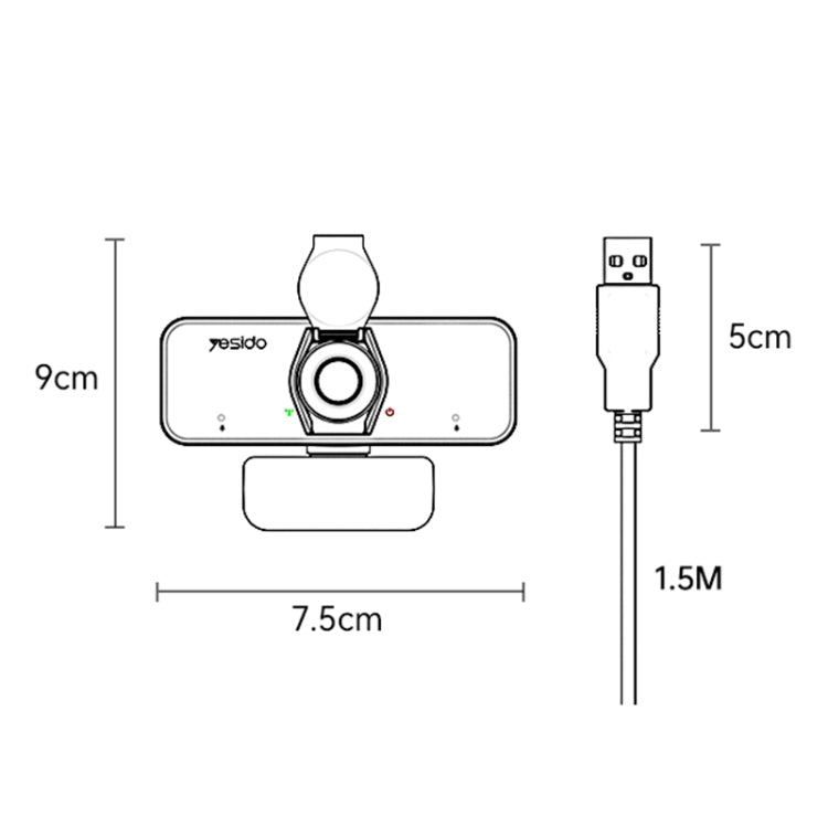 Yesido KM13 1080P 2.0MP USB Webcam, Cable Length 1.5m - HoMEdemic™ 