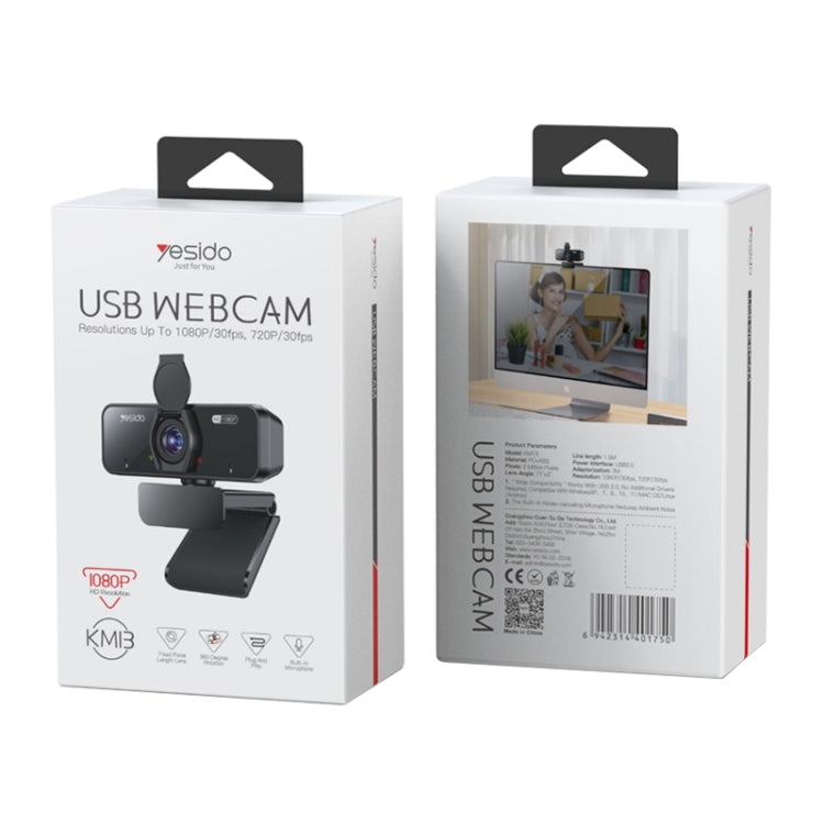 Yesido KM13 1080P 2.0MP USB Webcam, Cable Length 1.5m - HoMEdemic™ 