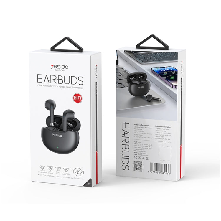 Yesido TWS21 Bluetooth 5.3 TWS Wireless Bluetooth Earphone (Black) - HoMEdemic™ 