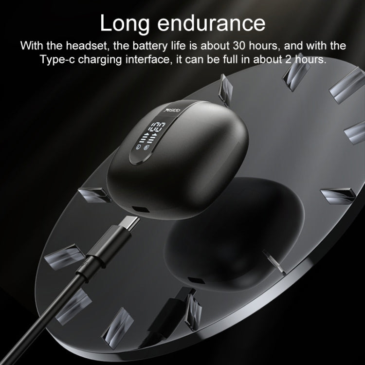 Yesido TWS22 Bluetooth 5.3 LED Digital Display TWS Wireless Bluetooth Earphone (Black) - HoMEdemic™ 