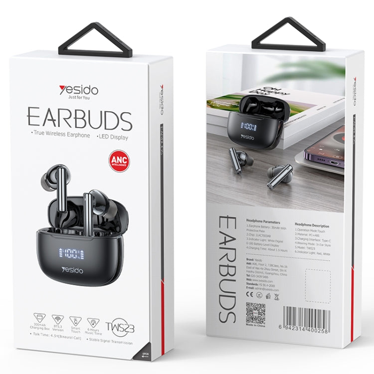 Yesido TWS23 Bluetooth 5.3 LED Digital Display TWS ANC Noise Reduction Wireless Bluetooth Earphone - HoMEdemic™ 
